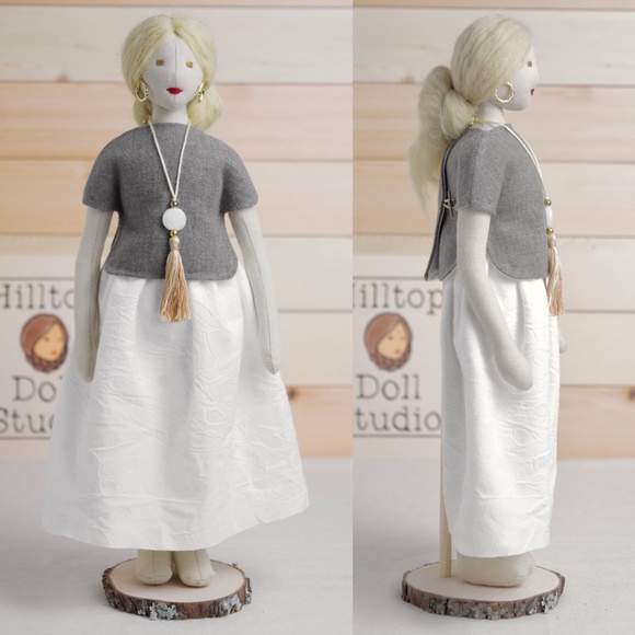 Fabric Doll "Gail" Handcrafted Textile Cloth Heirloom Primitive Doll - Picture 4 of 14